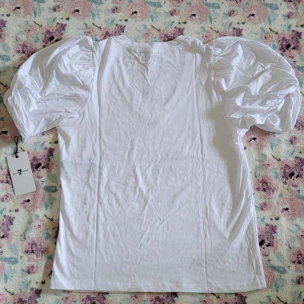 7 For All Mankind White Twist➰ Sleeve Top - Picture 2 of 14